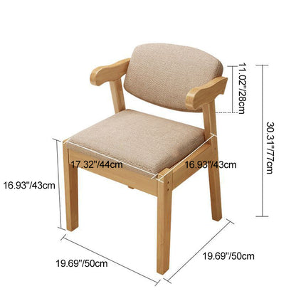 Contemporary Simplicity Square Fabric Faux Leather Upholstered Solid Wood Dining Chair Backrest For Dining Room