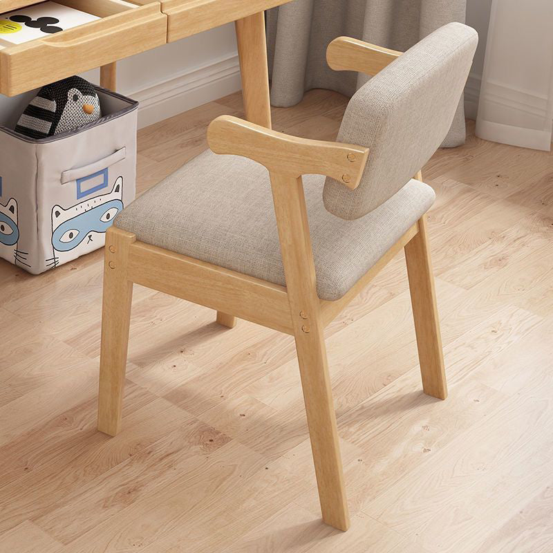 Contemporary Simplicity Square Fabric Faux Leather Upholstered Solid Wood Dining Chair Backrest For Dining Room
