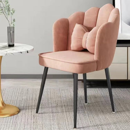 Contemporary Creative Petal Velvet Upholstered Vanity Stool Backrest Pillow For Dining Room