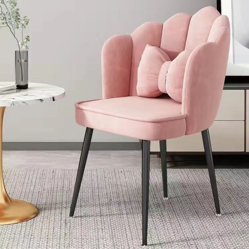 Contemporary Creative Petal Velvet Upholstered Vanity Stool Backrest Pillow For Dining Room