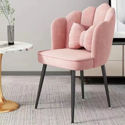 Contemporary Creative Petal Velvet Upholstered Vanity Stool Backrest Pillow For Dining Room