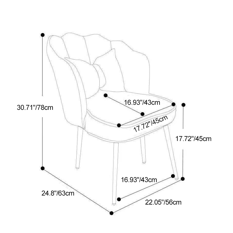 Contemporary Creative Petal Velvet Upholstered Vanity Stool Backrest Pillow For Dining Room