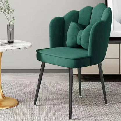 Contemporary Creative Petal Velvet Upholstered Vanity Stool Backrest Pillow For Dining Room
