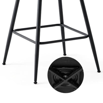 Contemporary Simplicity Round Flannel Upholstered Swivel Bar Stool PE Woven Rattan Backrest Footrest For Dining Room