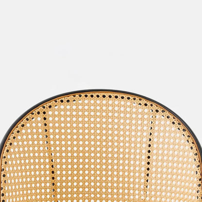 Contemporary Simplicity Round Flannel Upholstered Swivel Bar Stool PE Woven Rattan Backrest Footrest For Dining Room