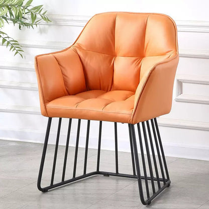 Contemporary Luxury Tufted PU Leather Upholstered Metal Frame Vanity Stool Backrest For Bedroom