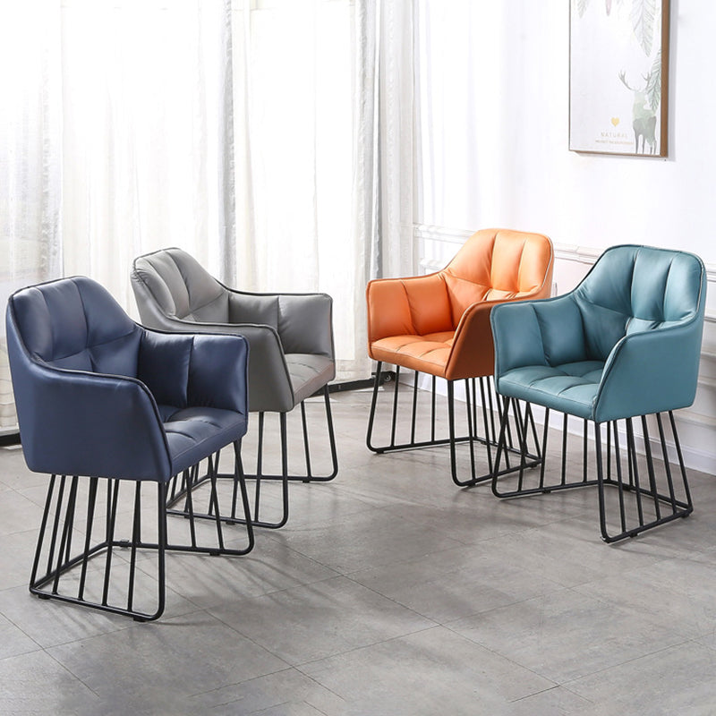 Contemporary Luxury Tufted PU Leather Upholstered Metal Frame Vanity Stool Backrest For Bedroom