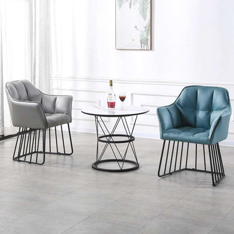 Contemporary Luxury Tufted PU Leather Upholstered Metal Frame Vanity Stool Backrest For Bedroom