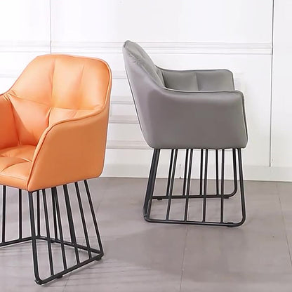 Contemporary Luxury Tufted PU Leather Upholstered Metal Frame Vanity Stool Backrest For Bedroom