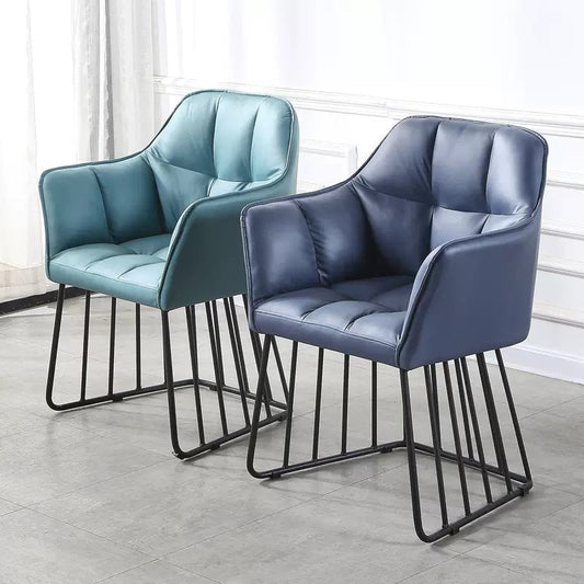 Contemporary Luxury Tufted PU Leather Upholstered Metal Frame Vanity Stool Backrest For Bedroom