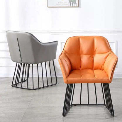 Contemporary Luxury Tufted PU Leather Upholstered Metal Frame Vanity Stool Backrest For Bedroom