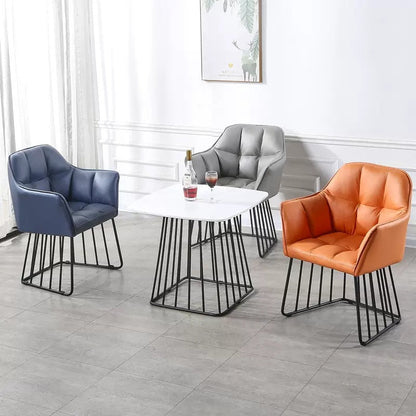 Contemporary Luxury Tufted PU Leather Upholstered Metal Frame Vanity Stool Backrest For Bedroom