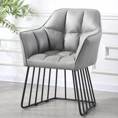 Contemporary Luxury Tufted PU Leather Upholstered Metal Frame Vanity Stool Backrest For Bedroom