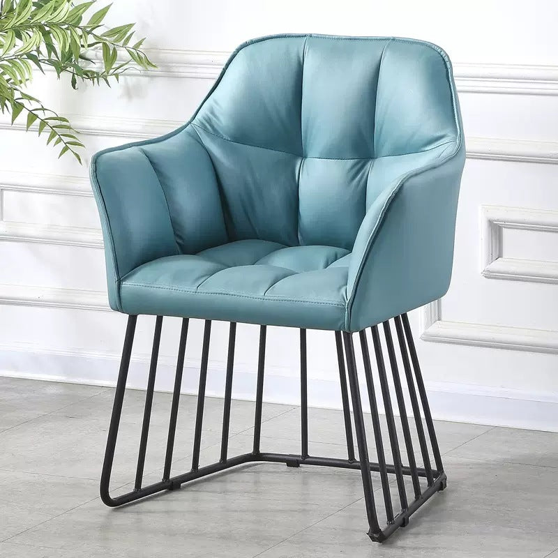 Contemporary Luxury Tufted PU Leather Upholstered Metal Frame Vanity Stool Backrest For Bedroom