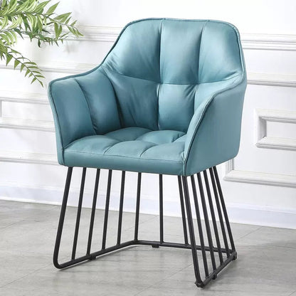 Contemporary Luxury Tufted PU Leather Upholstered Metal Frame Vanity Stool Backrest For Bedroom