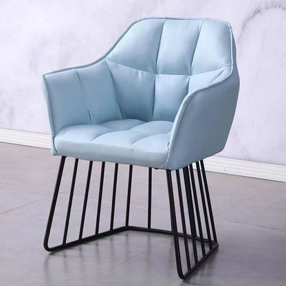 Contemporary Luxury Tufted PU Leather Upholstered Metal Frame Vanity Stool Backrest For Bedroom