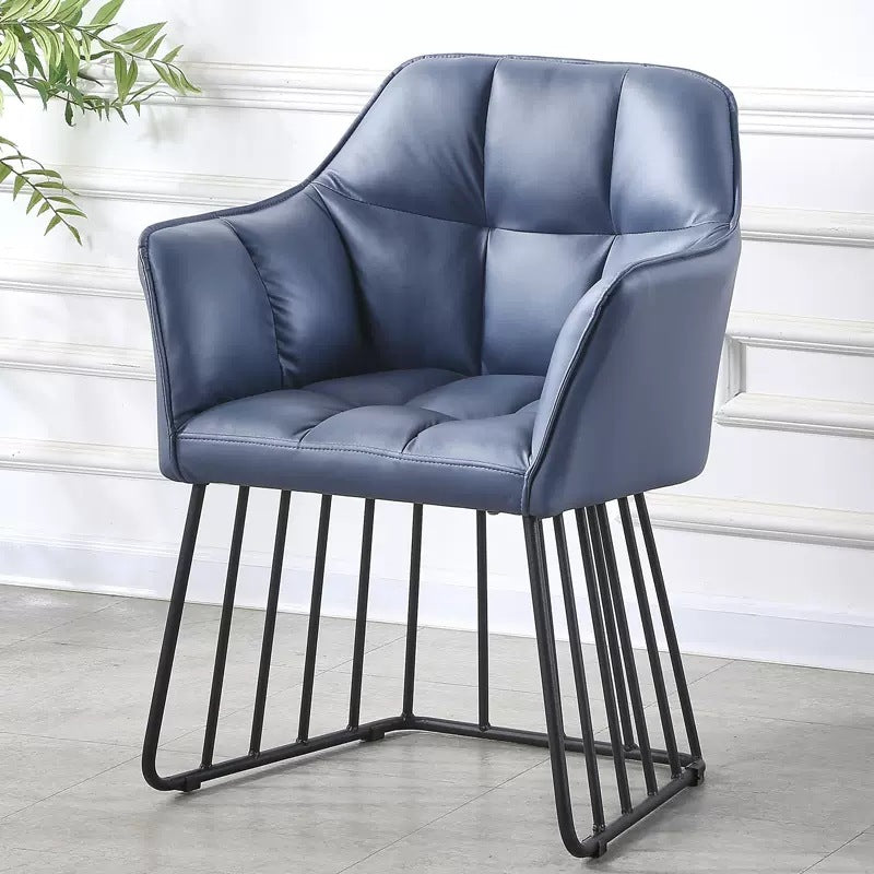 Contemporary Luxury Tufted PU Leather Upholstered Metal Frame Vanity Stool Backrest For Bedroom