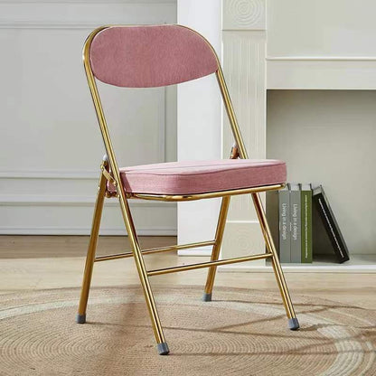 Contemporary Nordic Square Velvet Upholstered Metal Foldable Vanity Stool Backrest Footrest For Bedroom