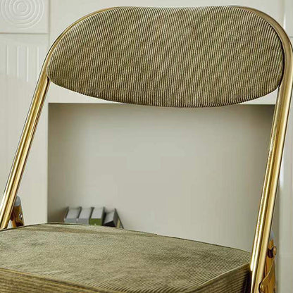 Contemporary Nordic Square Velvet Upholstered Metal Foldable Vanity Stool Backrest Footrest For Bedroom