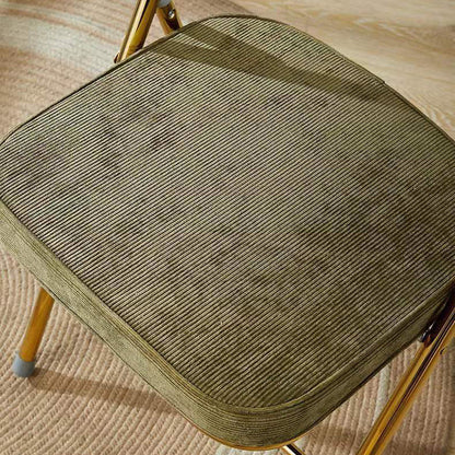 Contemporary Nordic Square Velvet Upholstered Metal Foldable Vanity Stool Backrest Footrest For Bedroom