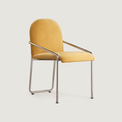 Contemporary Nordic Curved Flannel Upholstered Stainless Steel Legs Dining Chair Backrest For Dining Room