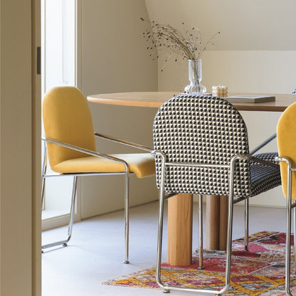 Contemporary Nordic Curved Flannel Upholstered Stainless Steel Legs Dining Chair Backrest For Dining Room