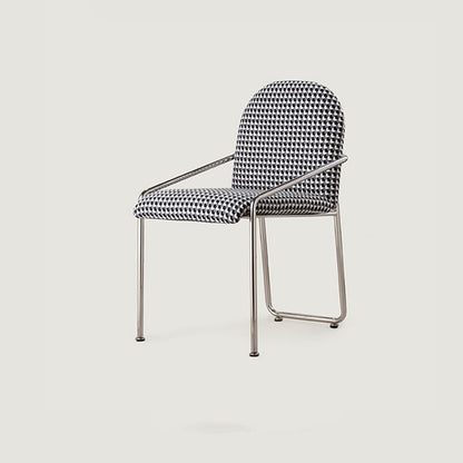 Contemporary Nordic Curved Flannel Upholstered Stainless Steel Legs Dining Chair Backrest For Dining Room
