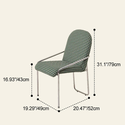 Contemporary Nordic Curved Flannel Upholstered Stainless Steel Legs Dining Chair Backrest For Dining Room