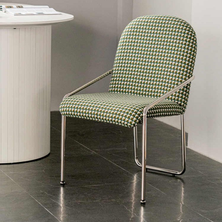Contemporary Nordic Curved Flannel Upholstered Stainless Steel Legs Dining Chair Backrest For Dining Room