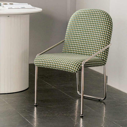 Contemporary Nordic Curved Flannel Upholstered Stainless Steel Legs Dining Chair Backrest For Dining Room