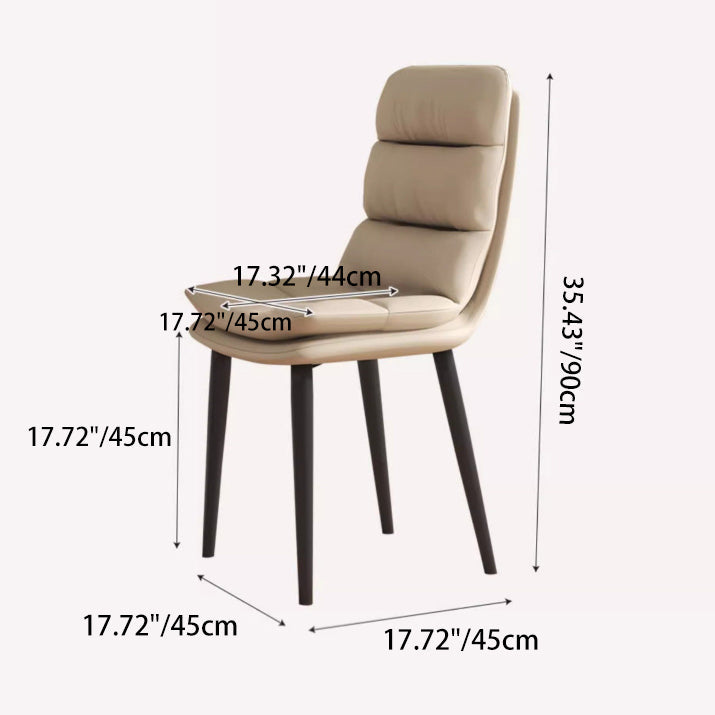 Contemporary Luxury Square PU Leather Upholstered Metal Dining Chair Backrest For Dining Room