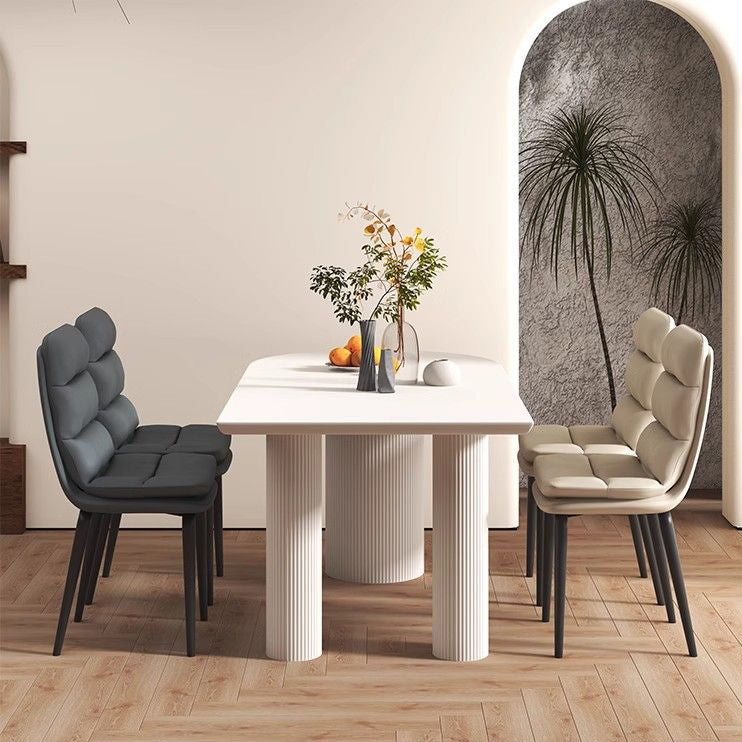 Contemporary Luxury Square PU Leather Upholstered Metal Dining Chair Backrest For Dining Room