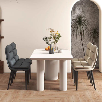 Contemporary Luxury Square PU Leather Upholstered Metal Dining Chair Backrest For Dining Room