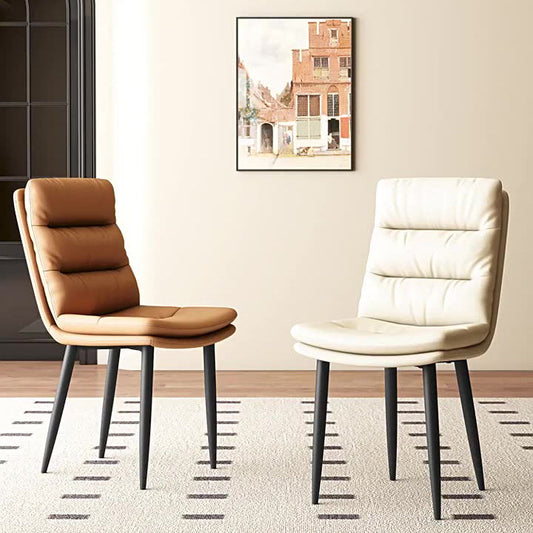 Contemporary Luxury Square PU Leather Upholstered Metal Dining Chair Backrest For Dining Room