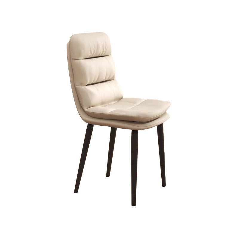 Contemporary Luxury Square PU Leather Upholstered Metal Dining Chair Backrest For Dining Room