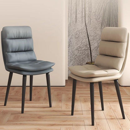 Contemporary Luxury Square PU Leather Upholstered Metal Dining Chair Backrest For Dining Room