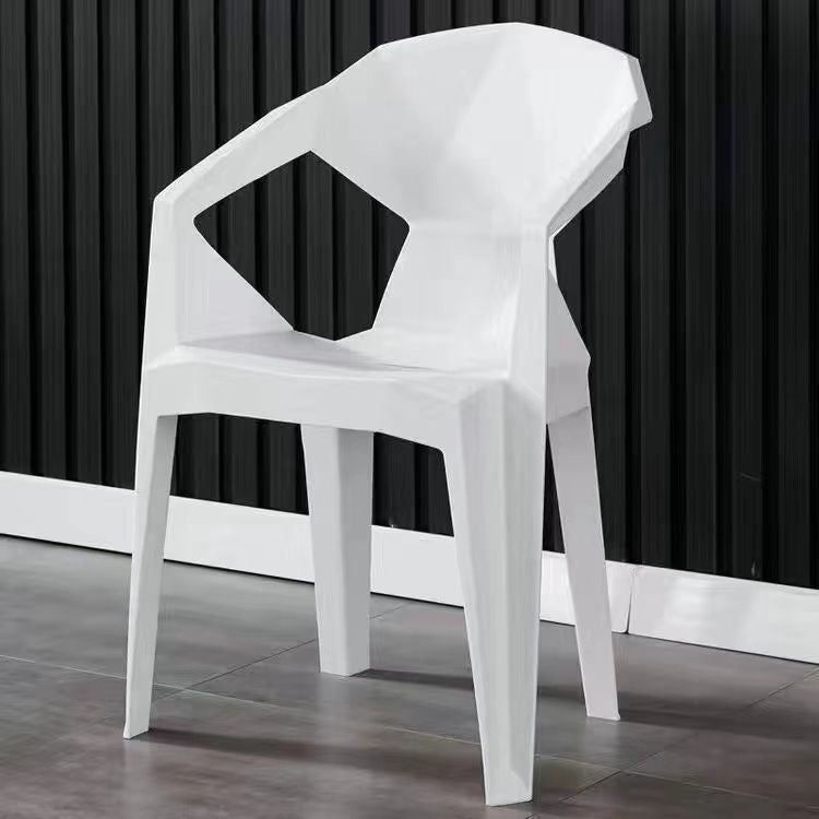 Contemporary Geometric Angular Diamond Form Plastic Stackable Dining Chair Backrest For Dining Room