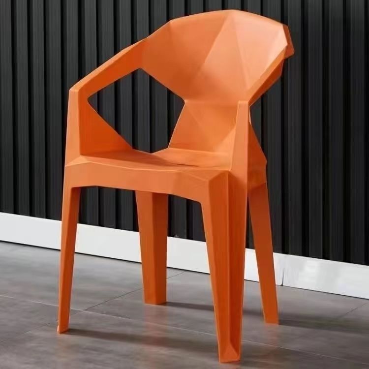 Contemporary Geometric Angular Diamond Form Plastic Stackable Dining Chair Backrest For Dining Room