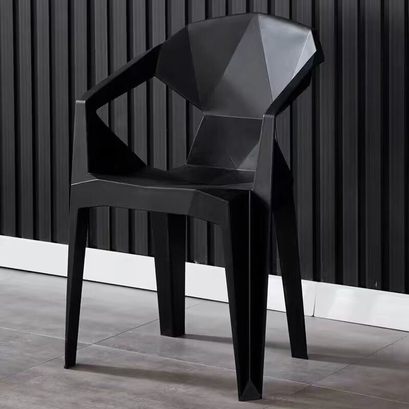 Contemporary Geometric Angular Diamond Form Plastic Stackable Dining Chair Backrest For Dining Room