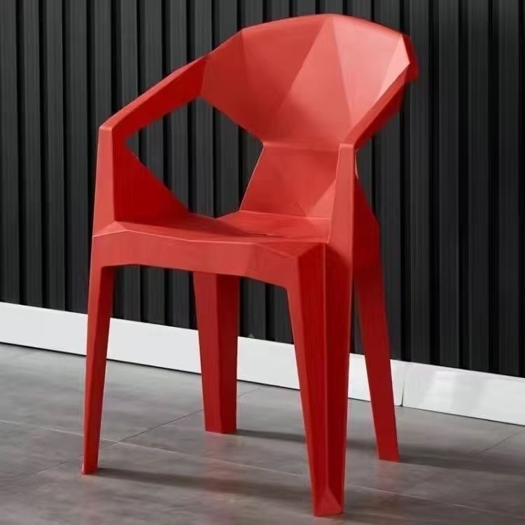 Contemporary Geometric Angular Diamond Form Plastic Stackable Dining Chair Backrest For Dining Room