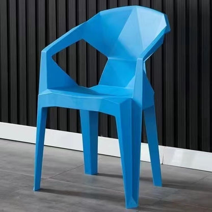 Contemporary Geometric Angular Diamond Form Plastic Stackable Dining Chair Backrest For Dining Room