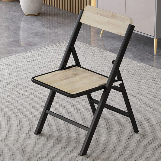 Modern Simplicity Square Solid Wood Melamine Board Carbon Steel Frame Foldable Dining Chair Backrest For Dining Room