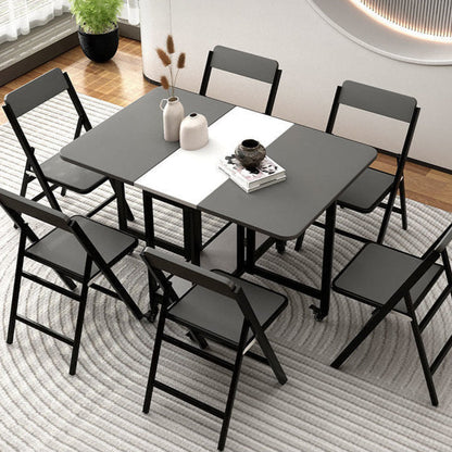Modern Simplicity Square Solid Wood Melamine Board Carbon Steel Frame Foldable Dining Chair Backrest For Dining Room