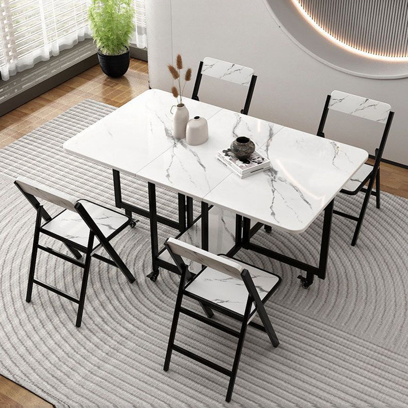 Modern Simplicity Square Solid Wood Melamine Board Carbon Steel Frame Foldable Dining Chair Backrest For Dining Room