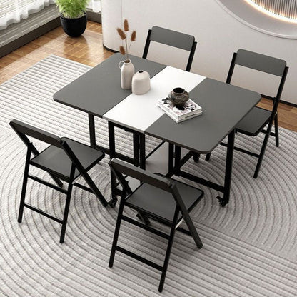 Modern Simplicity Square Solid Wood Melamine Board Carbon Steel Frame Foldable Dining Chair Backrest For Dining Room