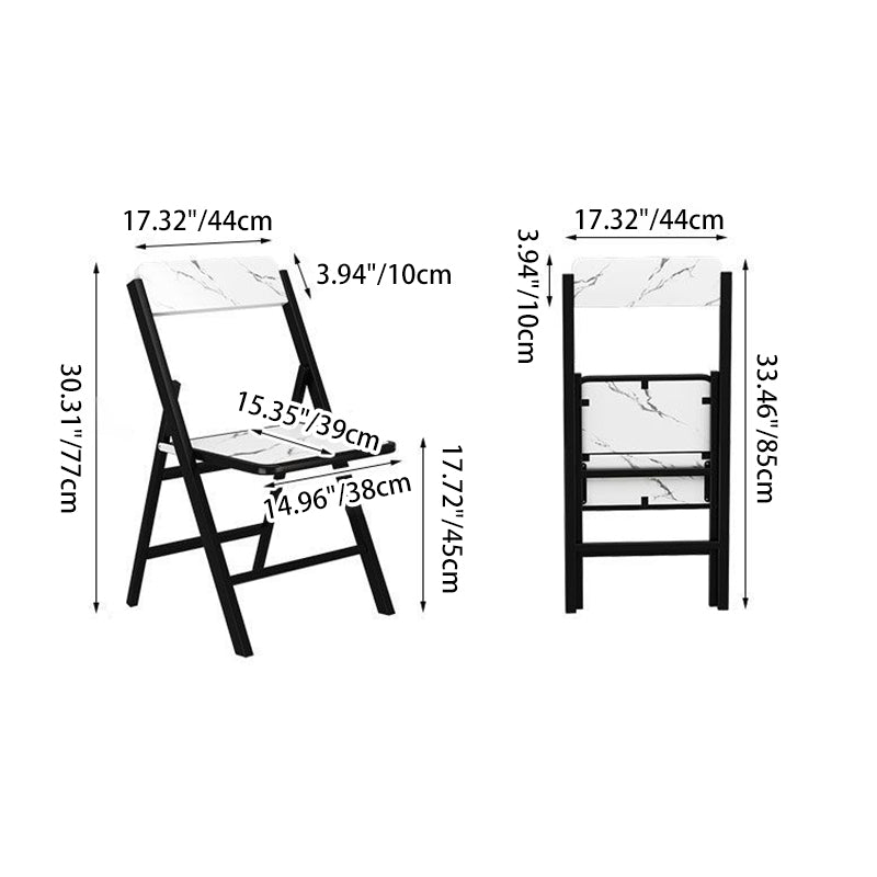Modern Simplicity Square Solid Wood Melamine Board Carbon Steel Frame Foldable Dining Chair Backrest For Dining Room