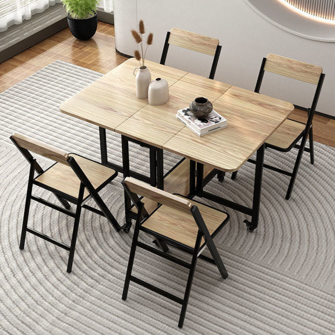 Modern Simplicity Square Solid Wood Melamine Board Carbon Steel Frame Foldable Dining Chair Backrest For Dining Room