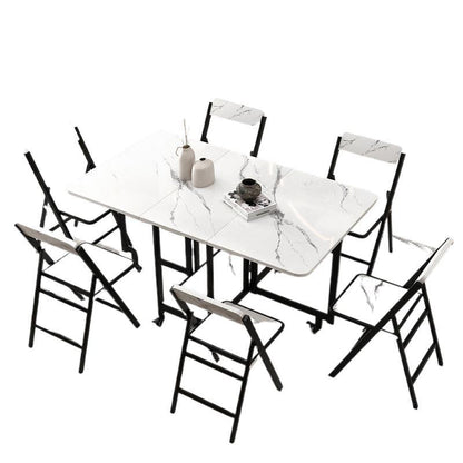 Modern Simplicity Square Solid Wood Melamine Board Carbon Steel Frame Foldable Dining Chair Backrest For Dining Room