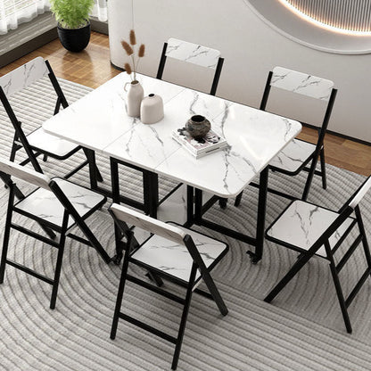 Modern Simplicity Square Solid Wood Melamine Board Carbon Steel Frame Foldable Dining Chair Backrest For Dining Room