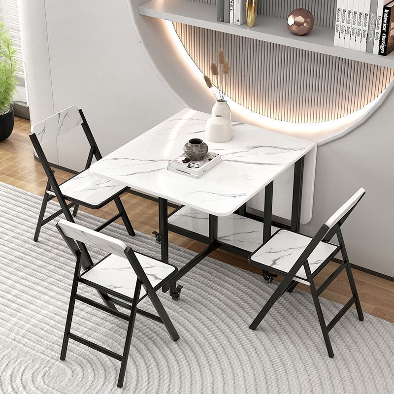 Modern Simplicity Square Solid Wood Melamine Board Carbon Steel Frame Foldable Dining Chair Backrest For Dining Room